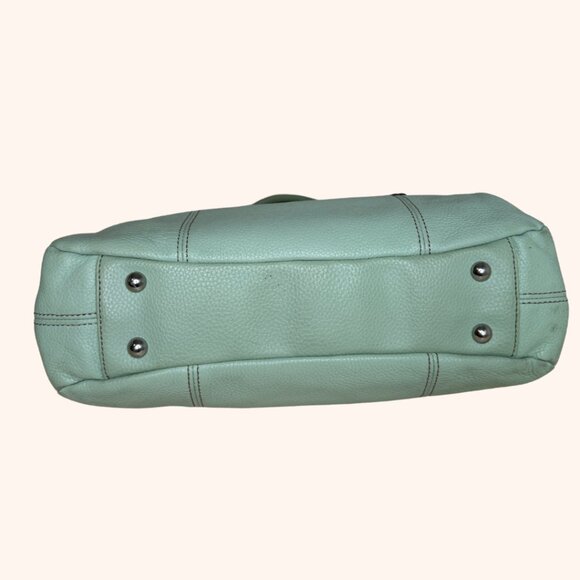 Clarks Mint Green Double Buckle Pebble Leather Shoulder Bag - Picture 7 of 11